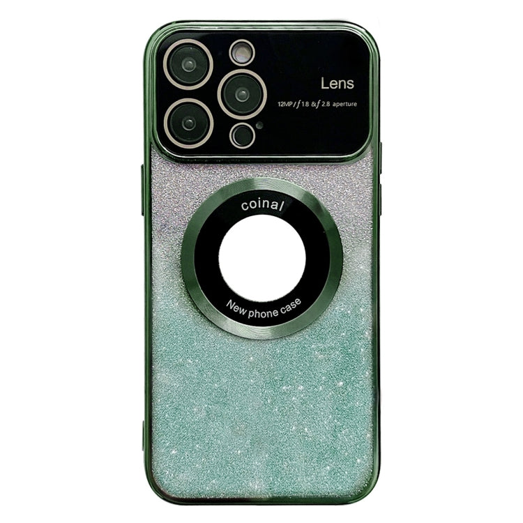 For iPhone 14 Pro Large Window MagSafe Gradient Glitter Electroplating TPU Phone Case(Green) - iPhone 14 Pro Cases by buy2fix | Online Shopping UK | buy2fix
