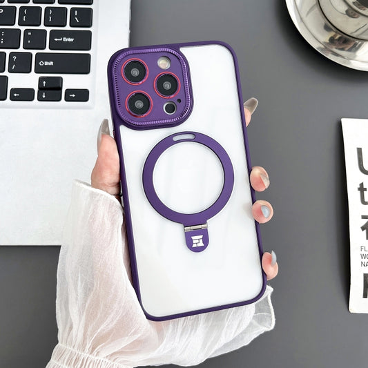 For iPhone 13 Pro Max Yashi MagSafe Magnetic Holder Phone Case(Purple) - iPhone 13 Pro Max Cases by buy2fix | Online Shopping UK | buy2fix