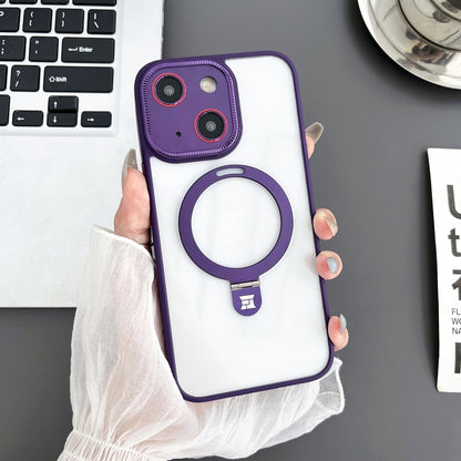 For iPhone 14 Plus Yashi MagSafe Magnetic Holder Phone Case(Purple) - iPhone 14 Plus Cases by buy2fix | Online Shopping UK | buy2fix