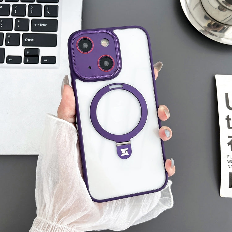 For iPhone 15 Yashi MagSafe Magnetic Holder Phone Case(Purple) - iPhone 15 Cases by buy2fix | Online Shopping UK | buy2fix