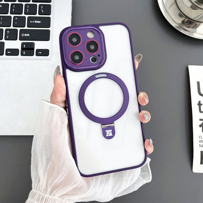 For iPhone 15 Pro Yashi MagSafe Magnetic Holder Phone Case(Purple) - iPhone 15 Pro Cases by buy2fix | Online Shopping UK | buy2fix