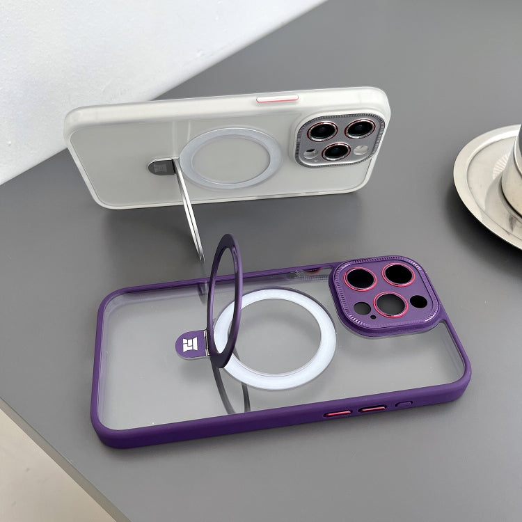 For iPhone 15 Pro Yashi MagSafe Magnetic Holder Phone Case(Purple) - iPhone 15 Pro Cases by buy2fix | Online Shopping UK | buy2fix
