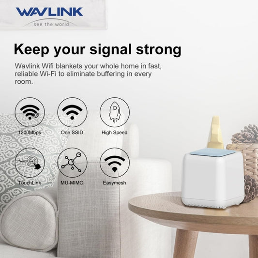WAVLINK WN535M2 For Home Office 2pcs Mesh Wireless Router AC1200 Dual Band WiFi Signal Booster, Plug:UK Plug by WAVLINK