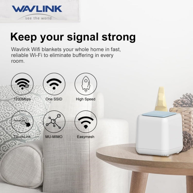 WAVLINK WN535M2 For Home Office 2pcs Mesh Wireless Router AC1200 Dual Band WiFi Signal Booster, Plug:US Plug - Wireless Routers by WAVLINK | Online Shopping UK | buy2fix