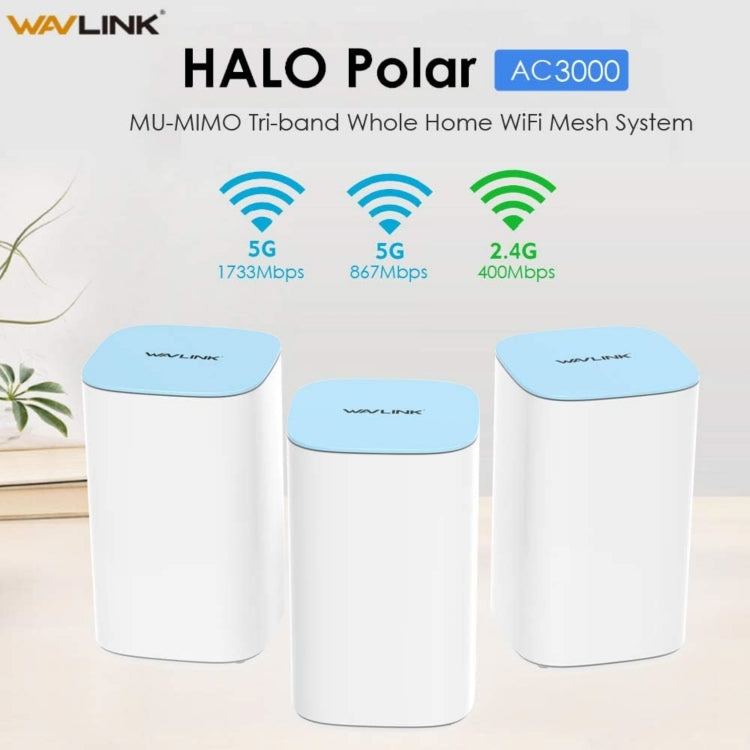 WAVLINK WN551K3 3pcs AC3000 WiFi Wireless Repeater Built-in Antenna Tri-Band Mesh Wireless Router, Plug:UK Plug - Wireless Routers by WAVLINK | Online Shopping UK | buy2fix