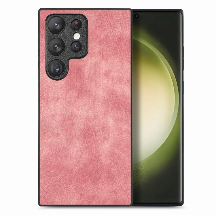 For Samsung Galaxy S23 Ultra 5G Vintage Leather PC Back Cover Phone Case(Pink) by buy2fix
