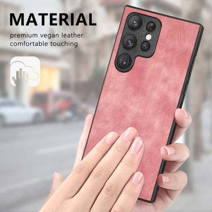 For Samsung Galaxy S23 Ultra 5G Vintage Leather PC Back Cover Phone Case(Pink) by buy2fix