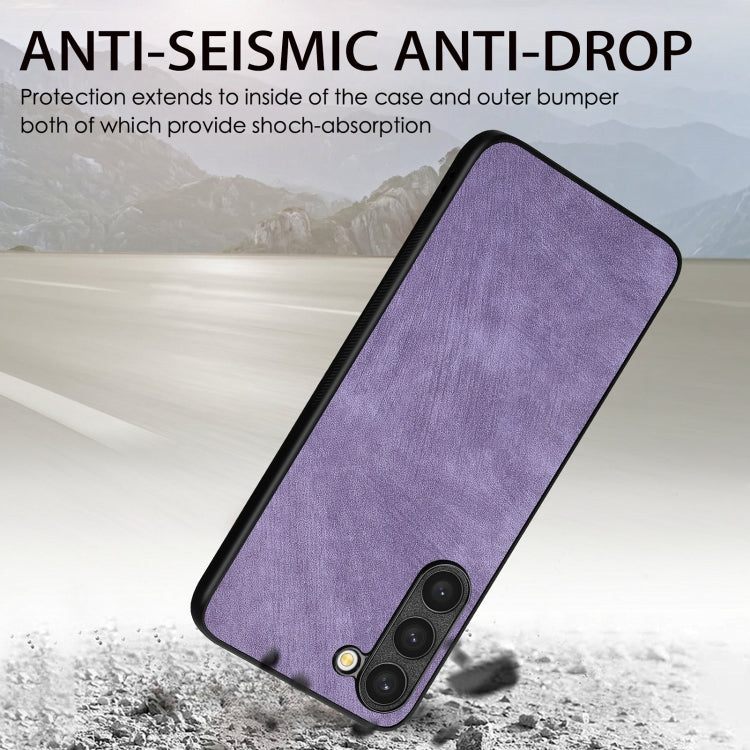 For Samsung Galaxy S25+ 5G Vintage Leather PC Back Cover Phone Case(Purple) by buy2fix