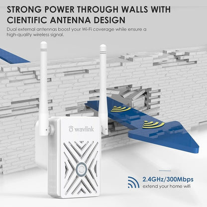 WAVLINK WN578W2 For Home Office N300 WiFi Wireless AP Repeater Signal Booster, Plug:UK Plug - Wireless Routers by WAVLINK | Online Shopping UK | buy2fix