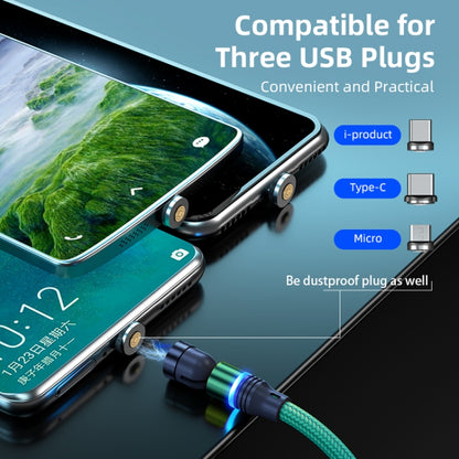 ENKAY 3 in 1 3A USB to Type-C / 8 Pin / Micro USB Magnetic 540 Degrees Rotating Fast Charging Cable, Length:2m(Green) - Charging Cable & Head by ENKAY | Online Shopping UK | buy2fix