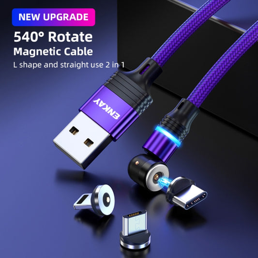 ENKAY 3 in 1 2.4A USB to Type-C / 8 Pin / Micro USB Magnetic 540 Degrees Rotating Charging Cable, Length:2m(Green) by ENKAY