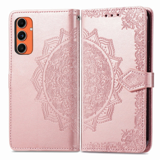 For Samsung Galaxy C55 Mandala Flower Embossed Leather Phone Case(Rose Gold)
