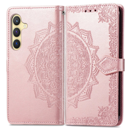 For Samsung Galaxy S25+ 5G Mandala Flower Embossed Leather Phone Case(Rose Gold) by buy2fix
