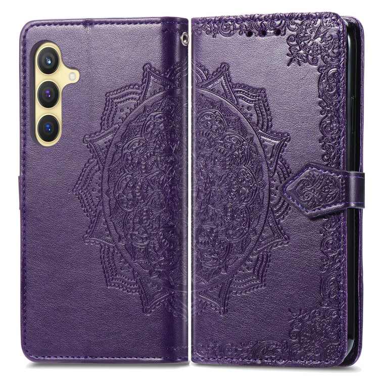 For Samsung Galaxy S25 Plus 5G Mandala Flower Embossed Leather Phone Case(Purple) - Galaxy S25+ 5G Cases by buy2fix | Online Shopping UK | buy2fix