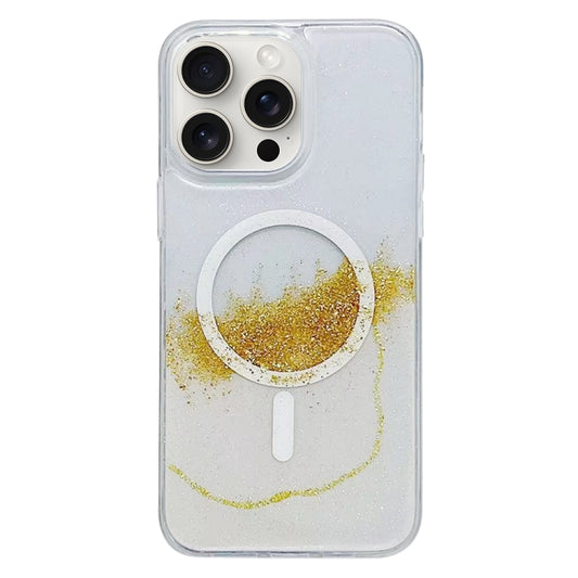 For iPhone 15 Pro Max Gilding MagSafe Hybrid Clear TPU Phone Case(White) - iPhone 15 Pro Max Cases by buy2fix | Online Shopping UK | buy2fix