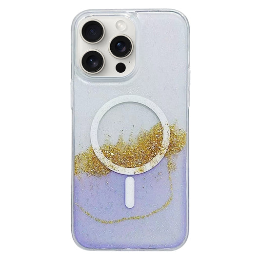 For iPhone 15 Pro Max Gilding MagSafe Hybrid Clear TPU Phone Case(Purple) - iPhone 15 Pro Max Cases by buy2fix | Online Shopping UK | buy2fix