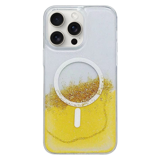 For iPhone 15 Pro Max Gilding MagSafe Hybrid Clear TPU Phone Case(Yellow) - iPhone 15 Pro Max Cases by buy2fix | Online Shopping UK | buy2fix