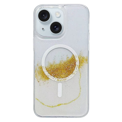 For iPhone 15 Plus Gilding MagSafe Hybrid Clear TPU Phone Case(White) - iPhone 15 Plus Cases by buy2fix | Online Shopping UK | buy2fix