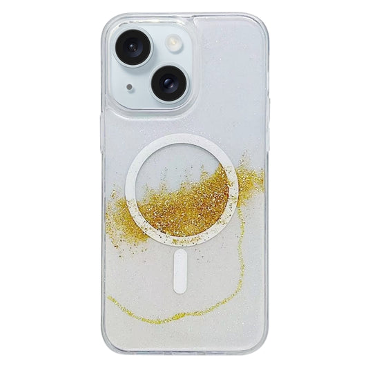 For iPhone 15 Plus Gilding MagSafe Hybrid Clear TPU Phone Case(White) - iPhone 15 Plus Cases by buy2fix | Online Shopping UK | buy2fix