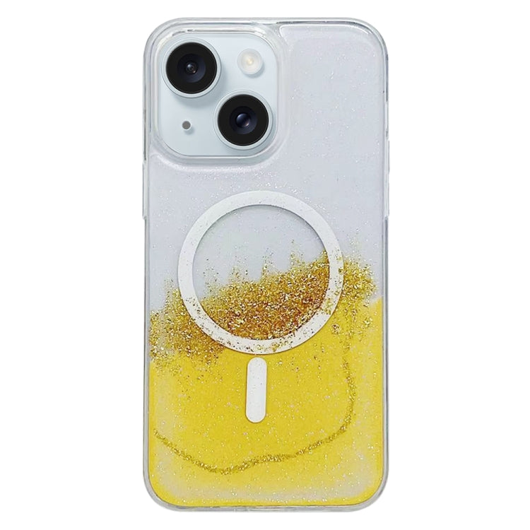 For iPhone 15 Plus Gilding MagSafe Hybrid Clear TPU Phone Case(Yellow) - iPhone 15 Plus Cases by buy2fix | Online Shopping UK | buy2fix