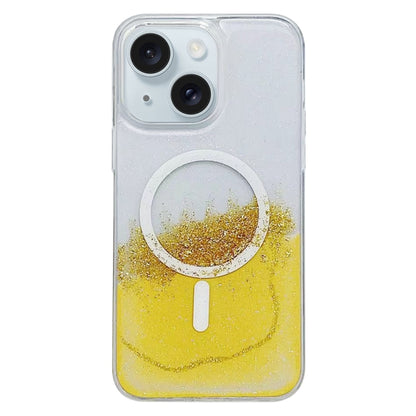 For iPhone 15 Plus Gilding MagSafe Hybrid Clear TPU Phone Case(Yellow) - iPhone 15 Plus Cases by buy2fix | Online Shopping UK | buy2fix