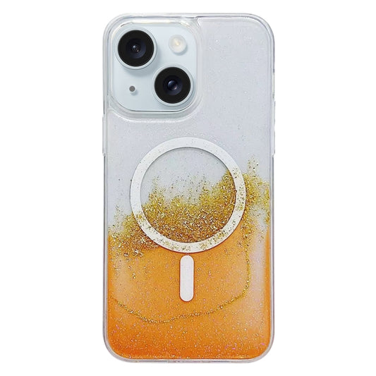 For iPhone 15 Plus Gilding MagSafe Hybrid Clear TPU Phone Case(Orange) - iPhone 15 Plus Cases by buy2fix | Online Shopping UK | buy2fix