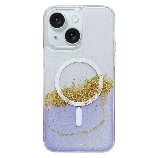 For iPhone 15 Gilding MagSafe Hybrid Clear TPU Phone Case(Purple) - iPhone 15 Cases by buy2fix | Online Shopping UK | buy2fix