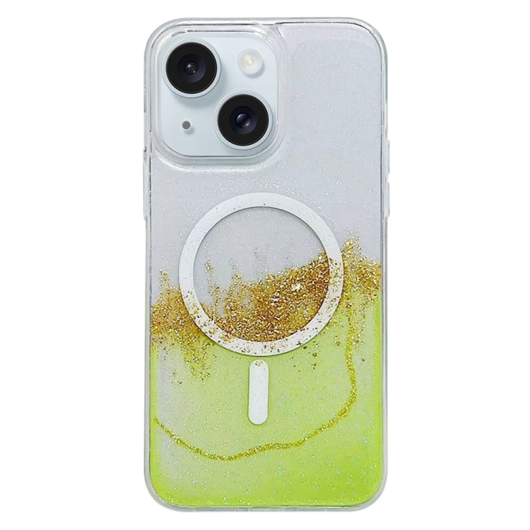 For iPhone 15 Gilding MagSafe Hybrid Clear TPU Phone Case(Green) - iPhone 15 Cases by buy2fix | Online Shopping UK | buy2fix