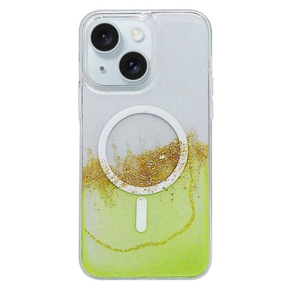 For iPhone 15 Gilding MagSafe Hybrid Clear TPU Phone Case(Green) - iPhone 15 Cases by buy2fix | Online Shopping UK | buy2fix