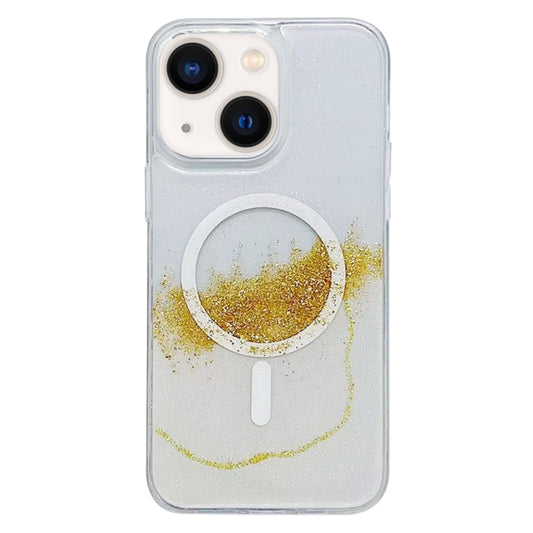 For iPhone 14 Plus Gilding MagSafe Hybrid Clear TPU Phone Case(White) - iPhone 14 Plus Cases by buy2fix | Online Shopping UK | buy2fix