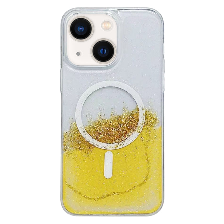 For iPhone 14 Plus Gilding MagSafe Hybrid Clear TPU Phone Case(Yellow) - iPhone 14 Plus Cases by buy2fix | Online Shopping UK | buy2fix