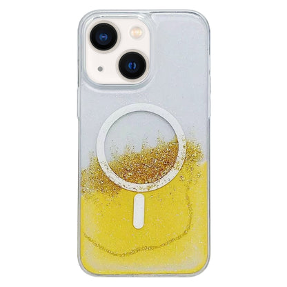 For iPhone 14 Plus Gilding MagSafe Hybrid Clear TPU Phone Case(Yellow) - iPhone 14 Plus Cases by buy2fix | Online Shopping UK | buy2fix