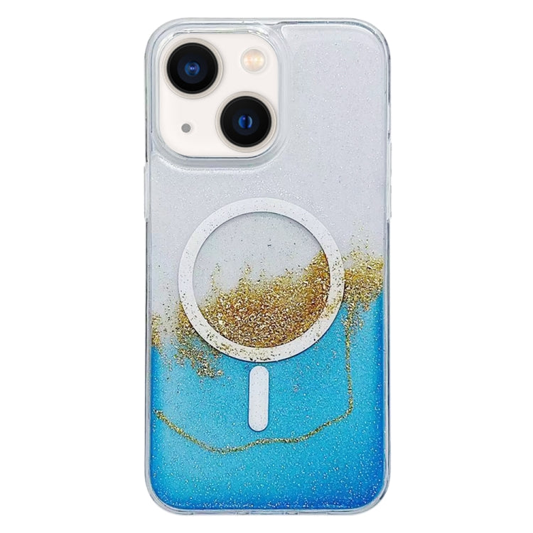 For iPhone 14 Plus Gilding MagSafe Hybrid Clear TPU Phone Case(Blue) - iPhone 14 Plus Cases by buy2fix | Online Shopping UK | buy2fix