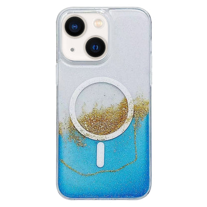 For iPhone 14 Plus Gilding MagSafe Hybrid Clear TPU Phone Case(Blue) - iPhone 14 Plus Cases by buy2fix | Online Shopping UK | buy2fix