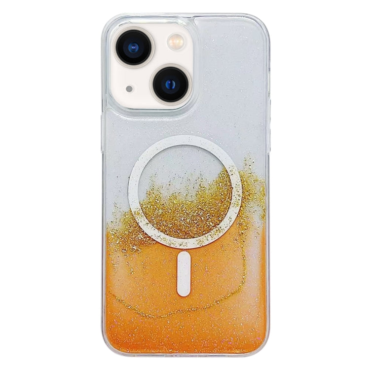 For iPhone 14 Plus MagSafe Gilding Hybrid Clear TPU Phone Case(Orange) - iPhone 14 Plus Cases by buy2fix | Online Shopping UK | buy2fix