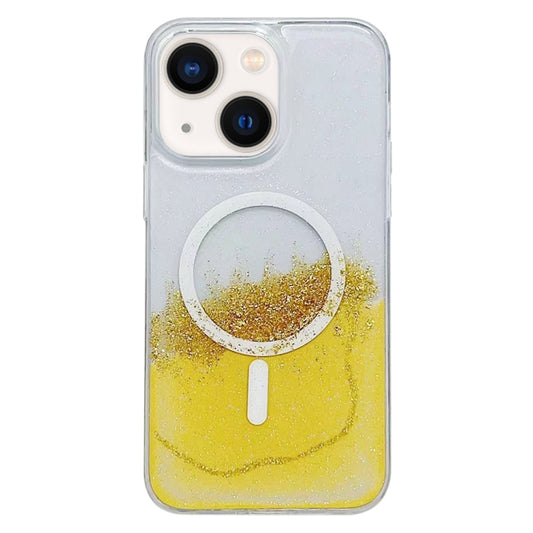 For iPhone 14 Gilding MagSafe Hybrid Clear TPU Phone Case(Yellow) - iPhone 14 Cases by buy2fix | Online Shopping UK | buy2fix