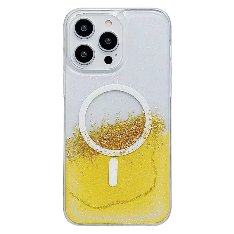 For iPhone 14 Pro Gilding MagSafe Hybrid Clear TPU Phone Case(Yellow) - iPhone 14 Pro Cases by buy2fix | Online Shopping UK | buy2fix