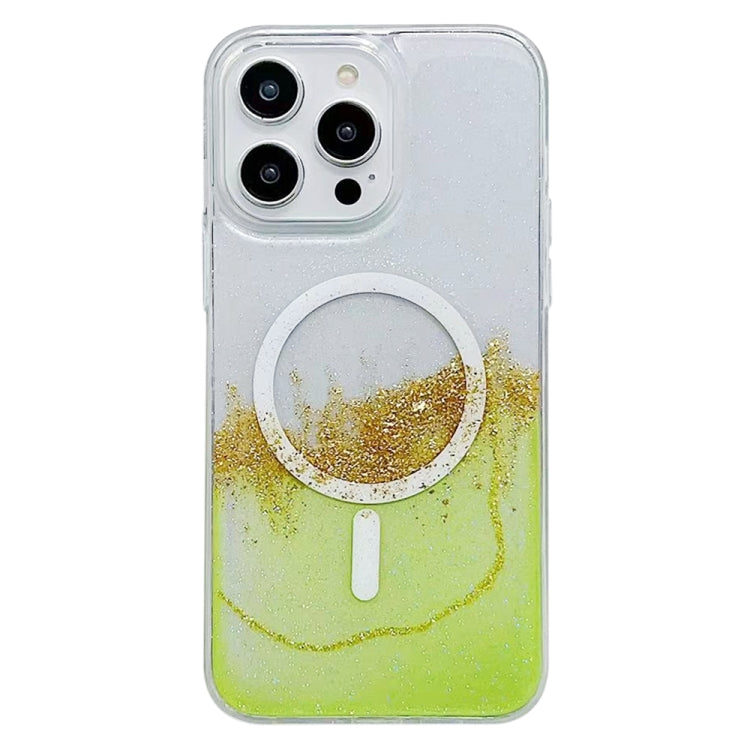 For iPhone 14 Pro Max MagSafe Gilding Hybrid Clear TPU Phone Case(Green) - iPhone 14 Pro Max Cases by buy2fix | Online Shopping UK | buy2fix