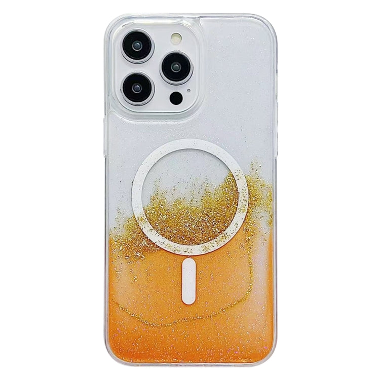 For iPhone 14 Pro Max Gilding MagSafe Hybrid Clear TPU Phone Case(Orange) - iPhone 14 Pro Max Cases by buy2fix | Online Shopping UK | buy2fix