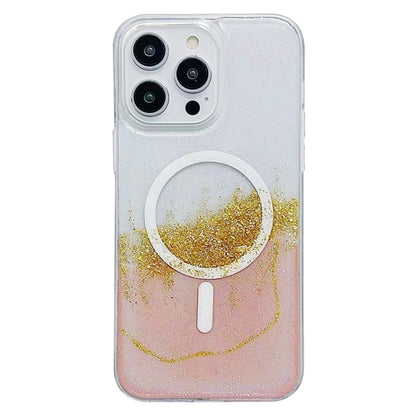 For iPhone 13 Pro Max Gilding MagSafe Hybrid Clear TPU Phone Case(Pink) - iPhone 13 Pro Max Cases by buy2fix | Online Shopping UK | buy2fix