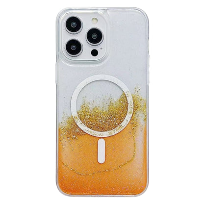For iPhone 13 Pro Max Gilding MagSafe Hybrid Clear TPU Phone Case(Orange) - iPhone 13 Pro Max Cases by buy2fix | Online Shopping UK | buy2fix