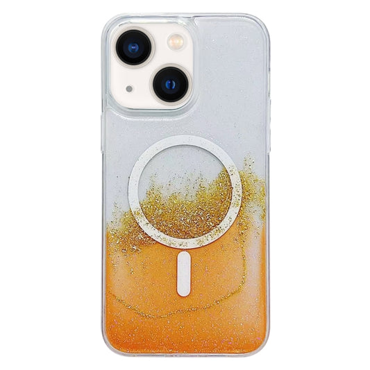 For  iPhone 13 Gilding MagSafe Hybrid Clear TPU Phone Case(Orange) - iPhone 13 Cases by buy2fix | Online Shopping UK | buy2fix