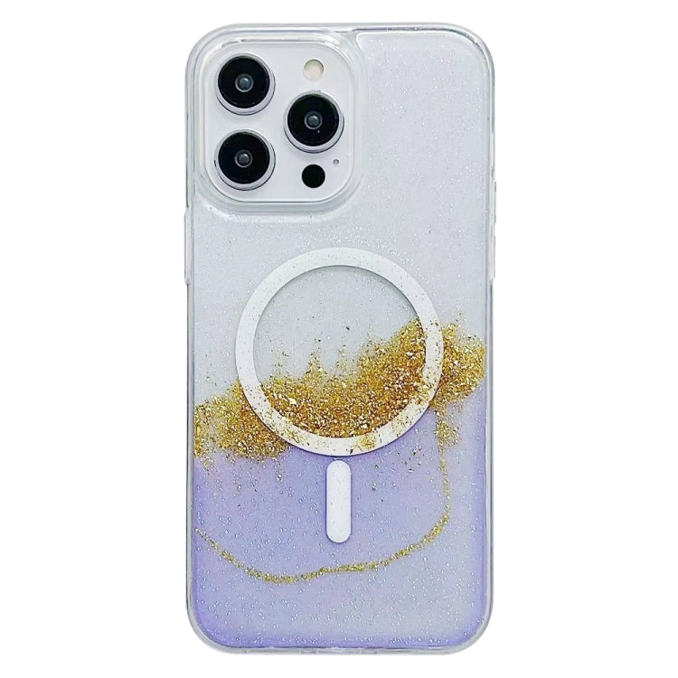 For iPhone 12 / 12 Pro Gilding MagSafe Hybrid Clear TPU Phone Case(Purple) - iPhone 12 / 12 Pro Cases by buy2fix | Online Shopping UK | buy2fix