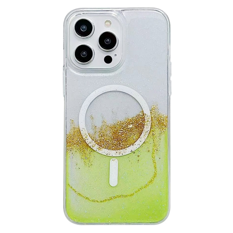 For iPhone 12 / 12 Pro Gilding MagSafe Hybrid Clear TPU Phone Case(Green) - iPhone 12 / 12 Pro Cases by buy2fix | Online Shopping UK | buy2fix