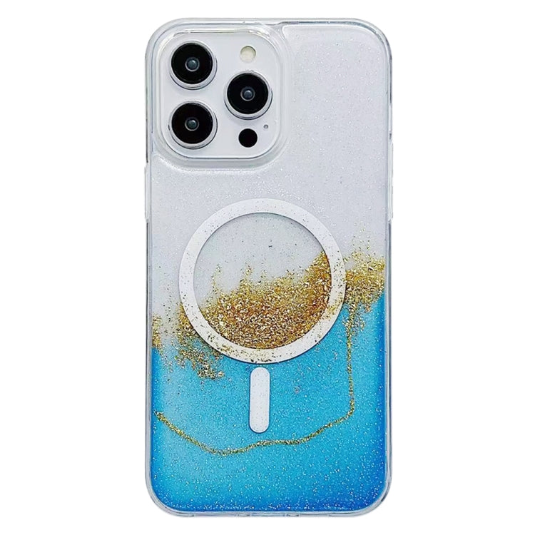 For iPhone 12 / 12 Pro Gilding MagSafe Hybrid Clear TPU Phone Case(Blue) - iPhone 12 / 12 Pro Cases by buy2fix | Online Shopping UK | buy2fix