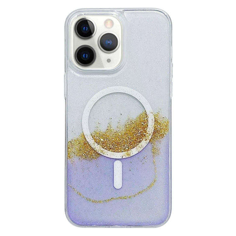For iPhone 11 Pro Max Gilding MagSafe Hybrid Clear TPU Phone Case(Purple) - iPhone 11 Pro Max Cases by buy2fix | Online Shopping UK | buy2fix