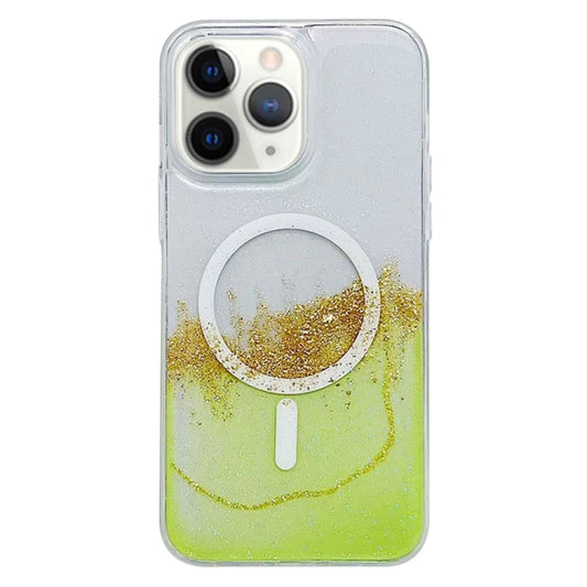 For iPhone 11 Pro Max Gilding MagSafe Hybrid Clear TPU Phone Case(Green) - iPhone 11 Pro Max Cases by buy2fix | Online Shopping UK | buy2fix