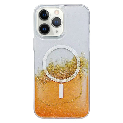 For iPhone 11 Pro Max Gilding MagSafe Hybrid Clear TPU Phone Case(Orange) - iPhone 11 Pro Max Cases by buy2fix | Online Shopping UK | buy2fix