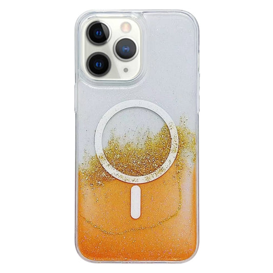 For iPhone 11 Pro Max Gilding MagSafe Hybrid Clear TPU Phone Case(Orange) - iPhone 11 Pro Max Cases by buy2fix | Online Shopping UK | buy2fix