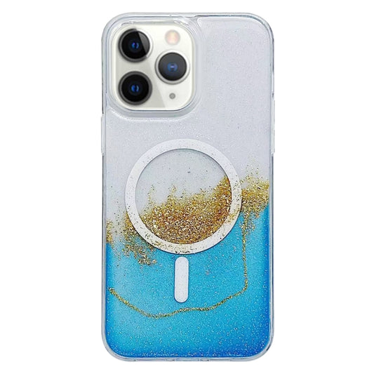 For iPhone 11 Pro Gilding MagSafe Hybrid Clear TPU Phone Case(Blue) by buy2fix